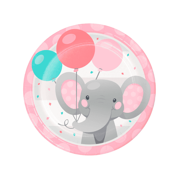 Platos pequeños de elefante con globos.