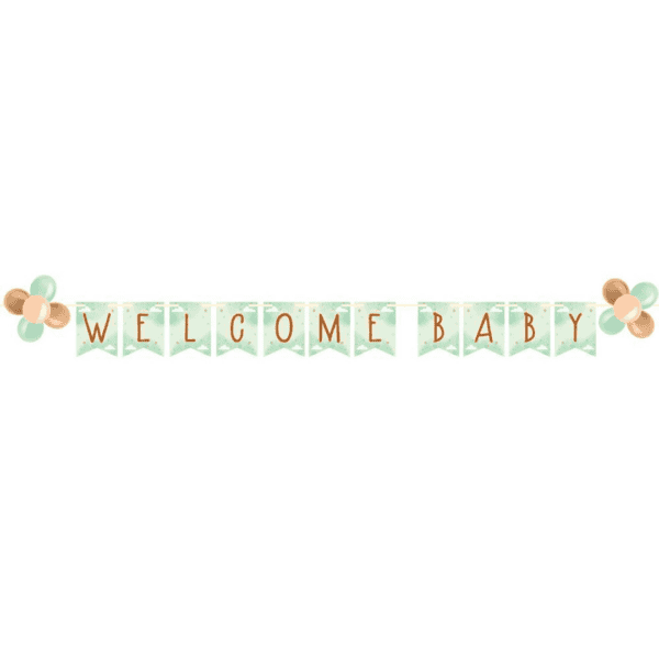 Banner de globos de bienvenida de osito de peluche