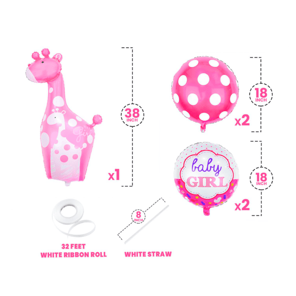 Kit de globos Baby Girl jirafa - Imagen 2